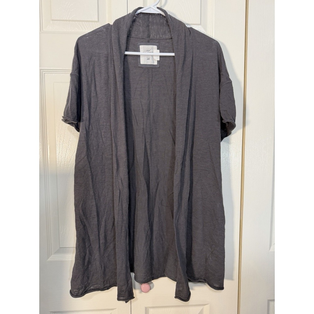 H&M Women's L.O.G.G. Gray Long Shortsleeve Cardigan Size Large